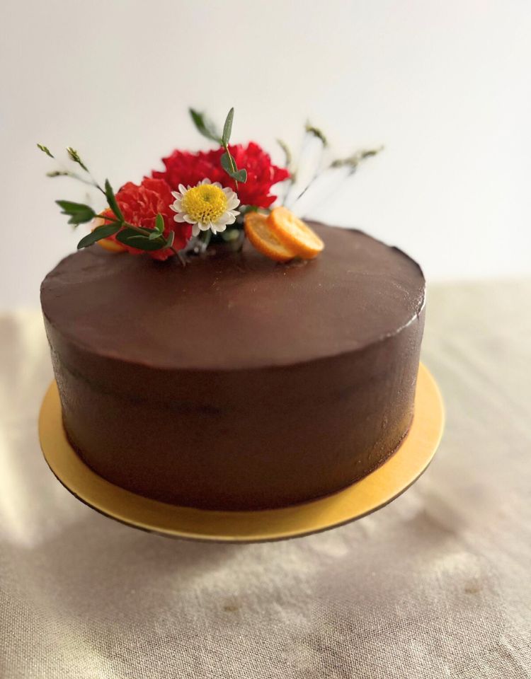 Belgian Chocolate Cake with Orange Ganache