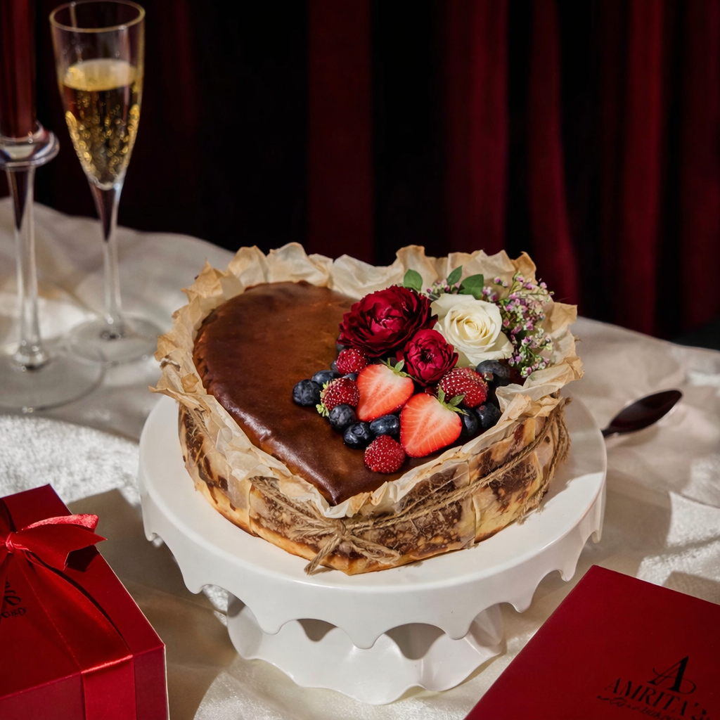 Valentine’s Heart-Shaped Basque Burnt Cheesecake