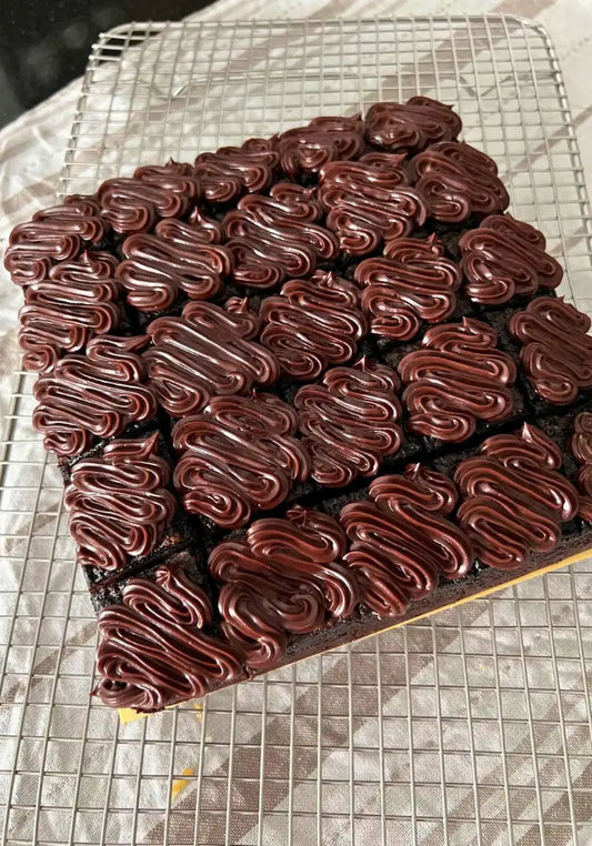 Belgian chocolate cake squares