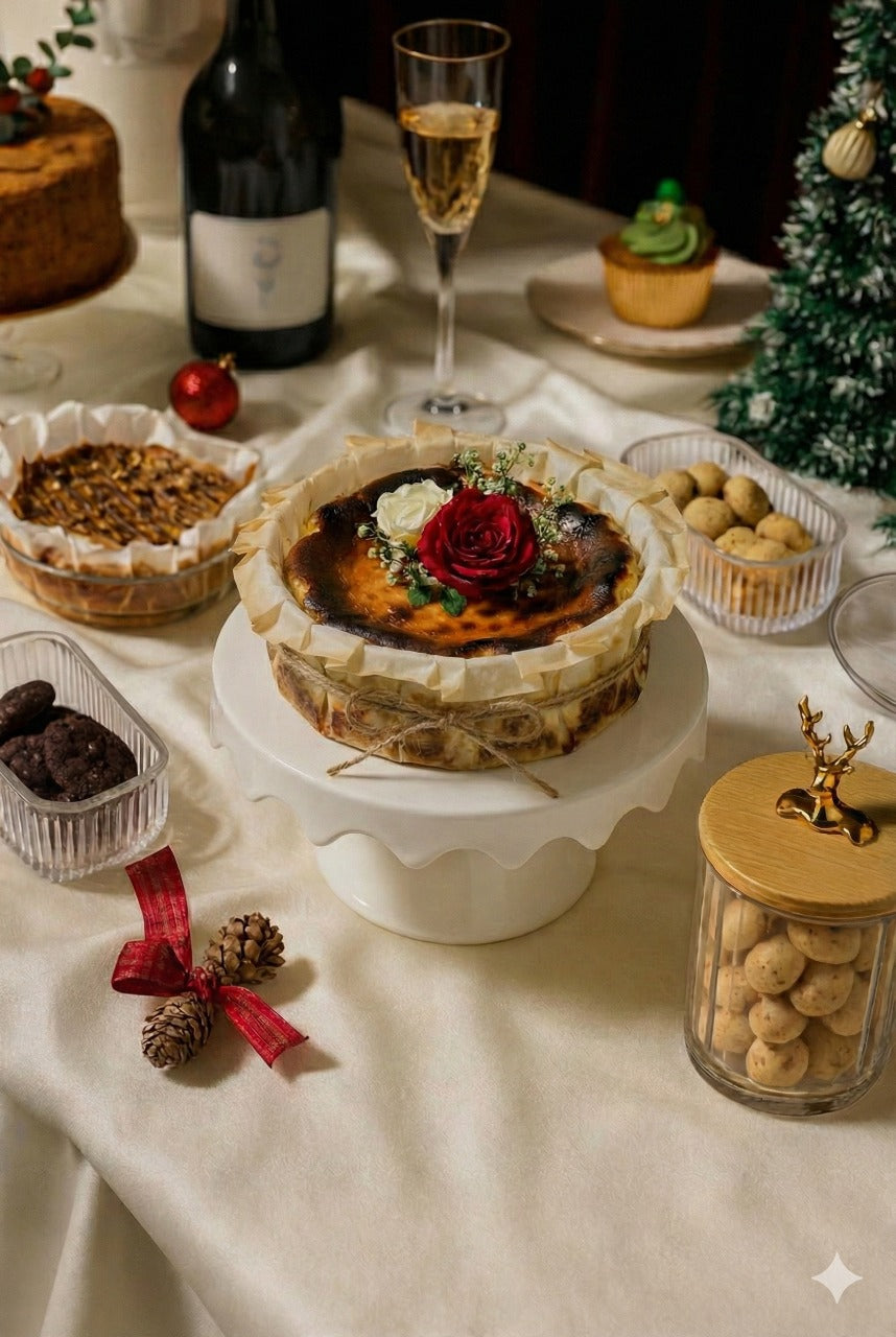 Spiced Orange Cranberry Burnt Cheesecake